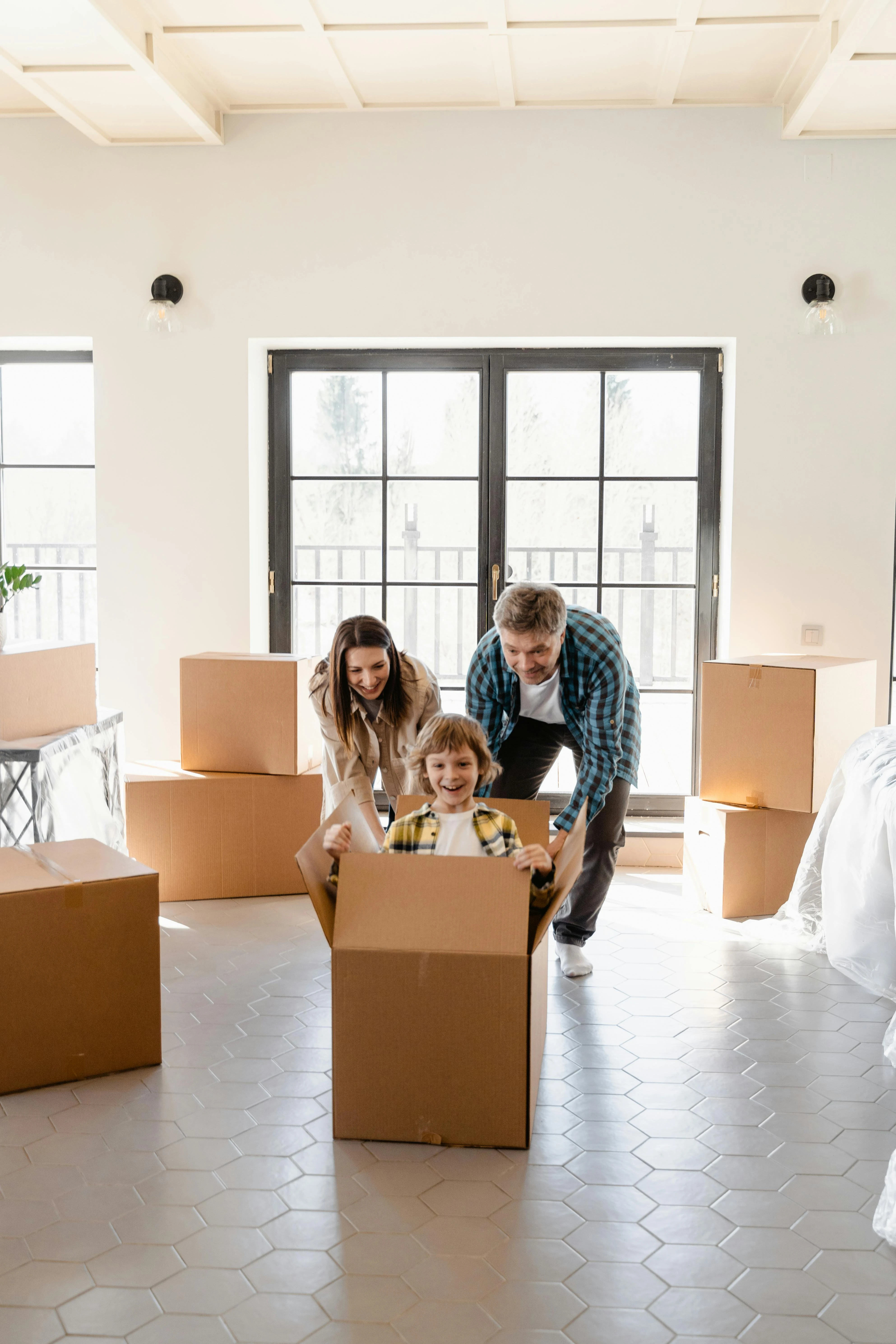 Family in new home